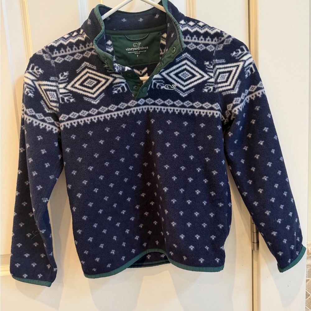 Boys Vineyard Vines Navy Blue Patterned Fleece